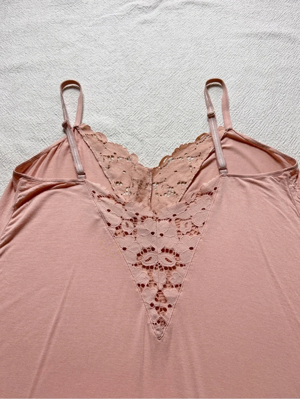 Eberjey Anthropologie Naya Peach Blush Richelieu Lace Trim Slip Dress M Nightie